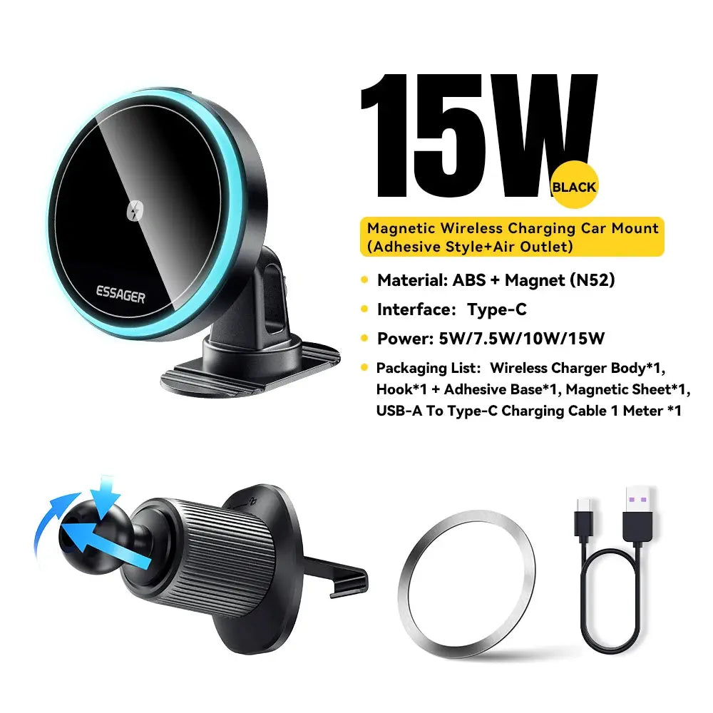 ESSAGER Magnetic Wireless Charger & Phone Holder for Car JP Electronics