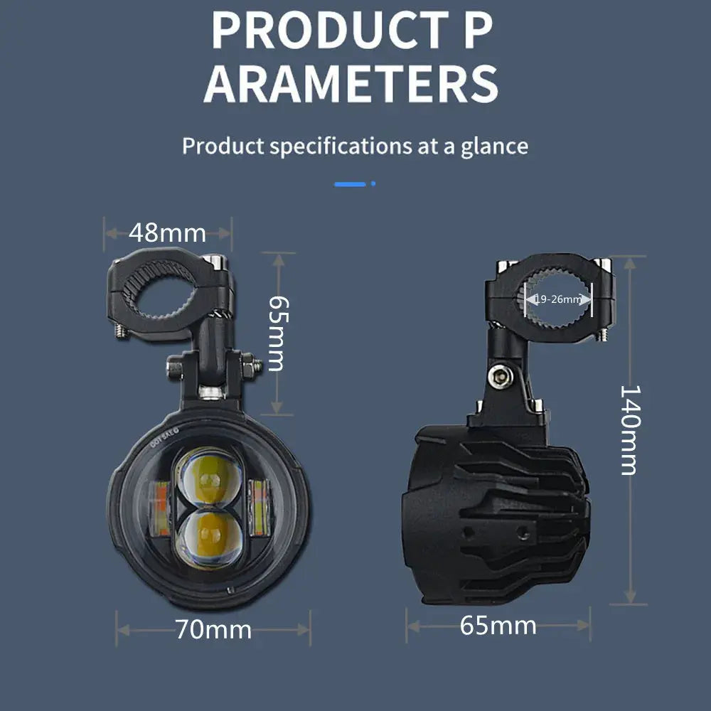 DualBeam MotoFog – 100W LED Motorcycle Aux Light - JP Auto