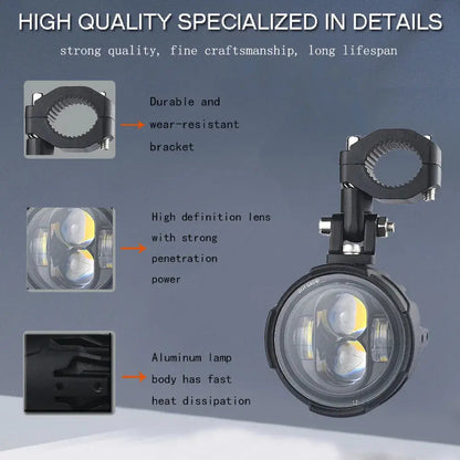 DualBeam MotoFog – 100W LED Motorcycle Aux Light - JP Auto
