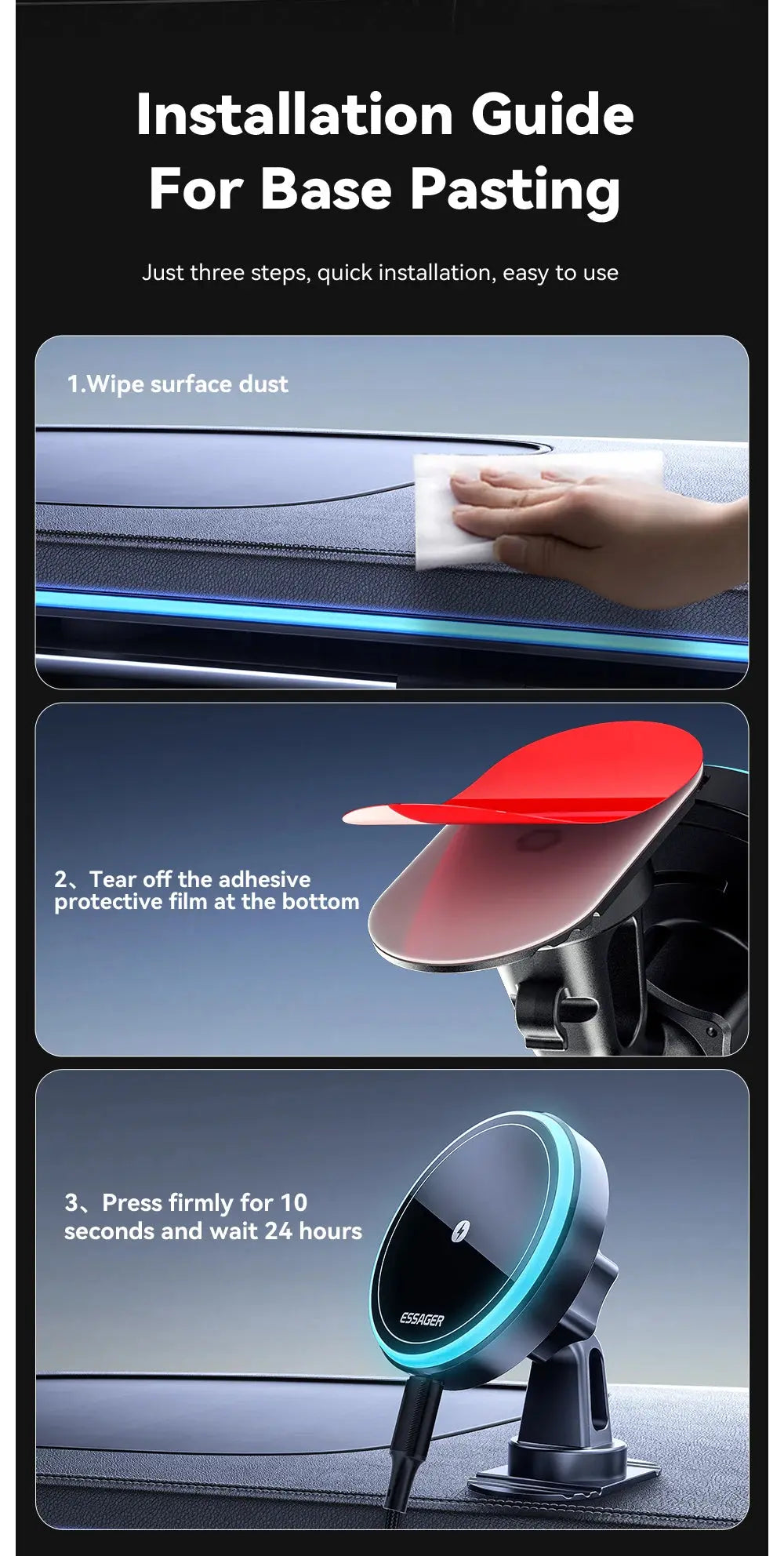 ESSAGER Magnetic Wireless Charger & Phone Holder for Car JP Electronics