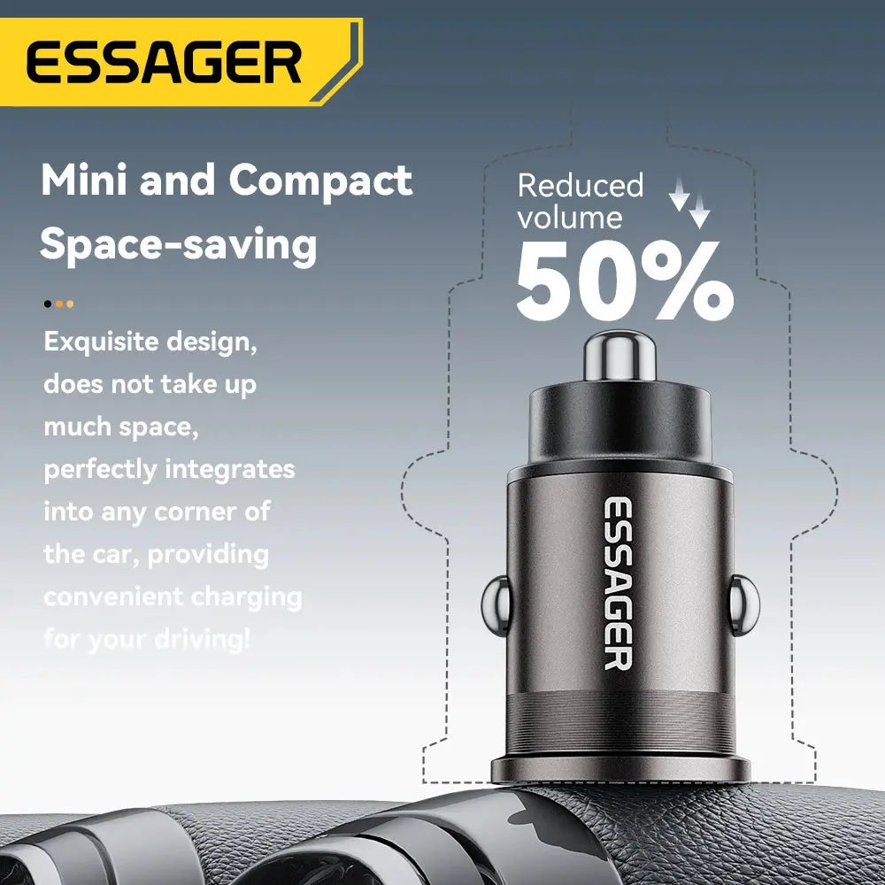 Essager Dual-Port 45W Fast Car Charger – USB-C & QC3.0 for All Devices - JP Auto