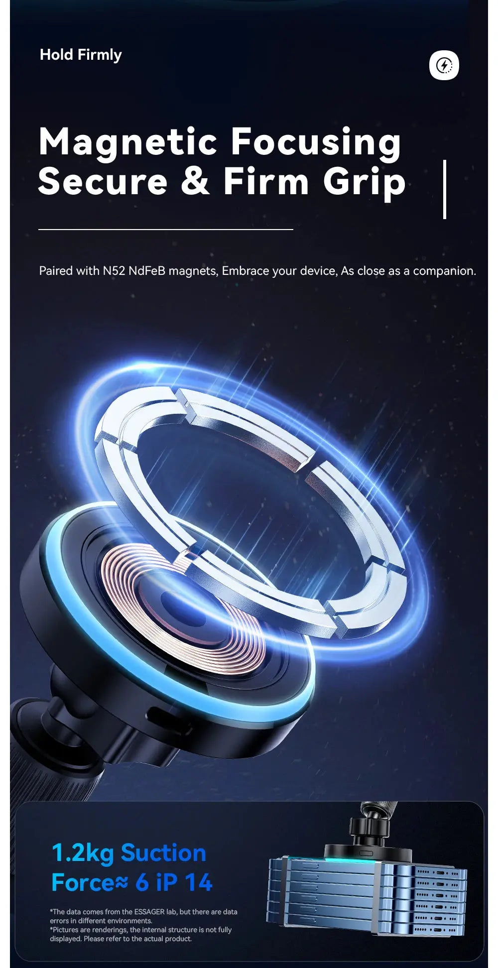 ESSAGER Magnetic Wireless Charger & Phone Holder for Car JP Electronics