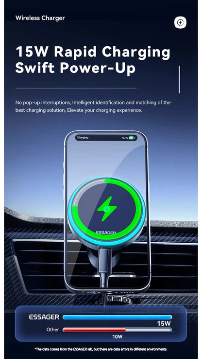 ESSAGER Magnetic Wireless Charger & Phone Holder for Car JP Electronics