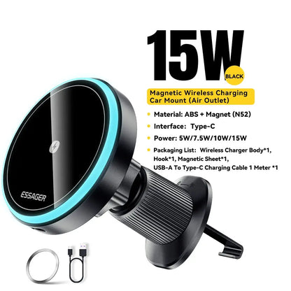 ESSAGER Magnetic Wireless Charger & Phone Holder for Car JP Electronics