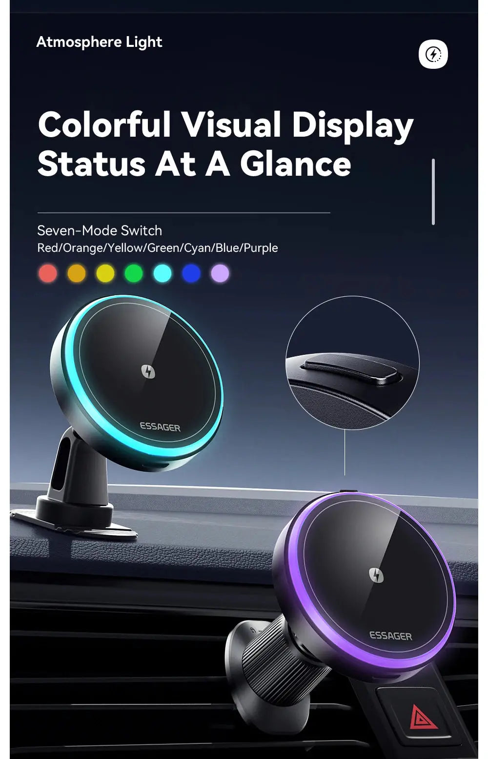 ESSAGER Magnetic Wireless Charger & Phone Holder for Car JP Electronics